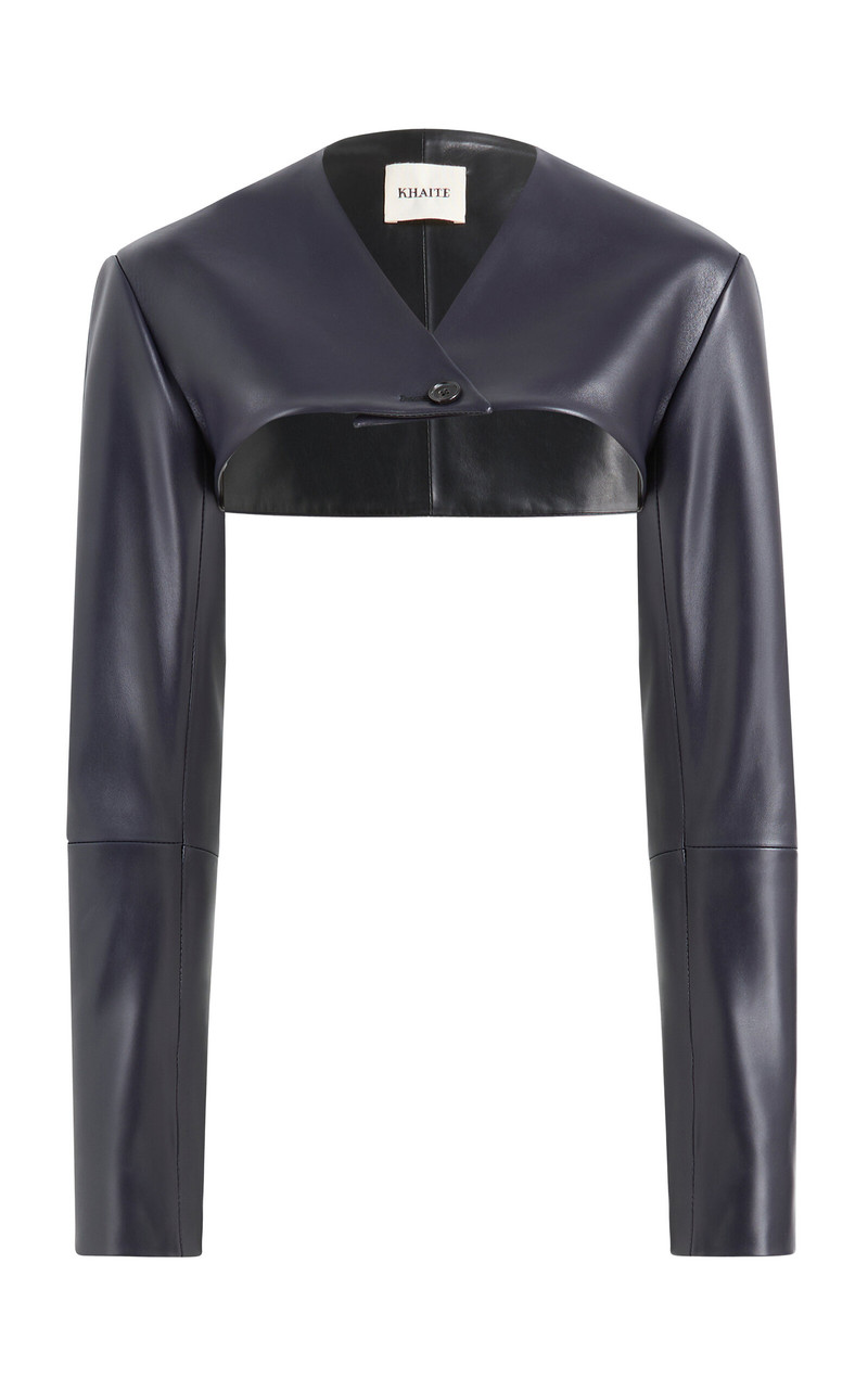 Onno Plonge Leather Jacket navy 1
