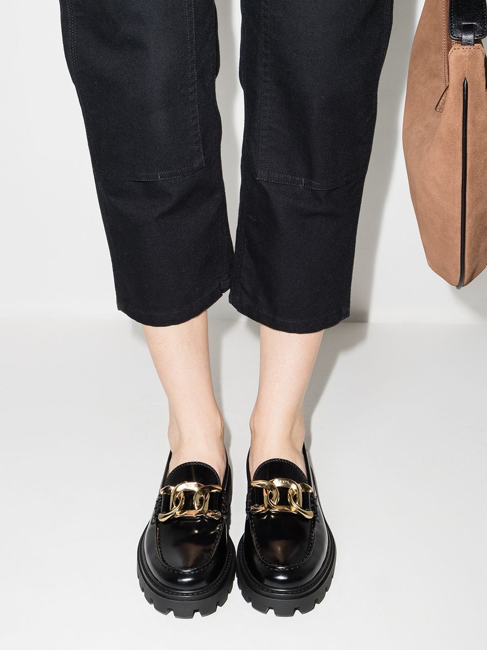 chain-detail leather loafers - 3