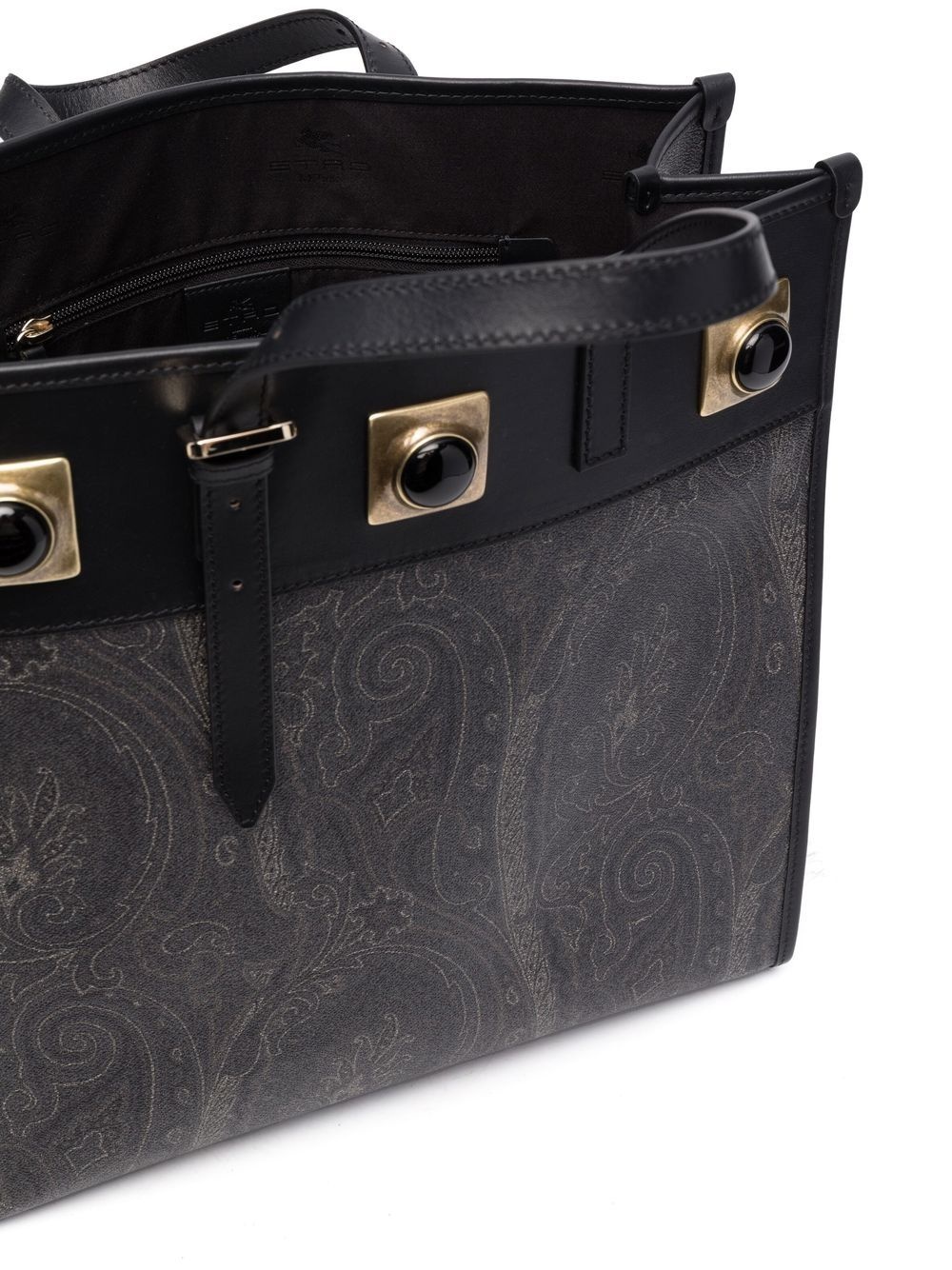 paisley-print leather tote bag - 5