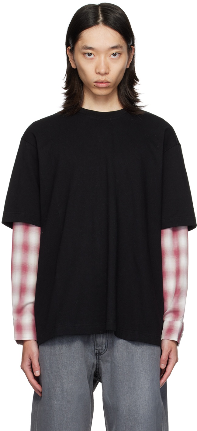 Black Layered Long Sleeve T-Shirt - 1