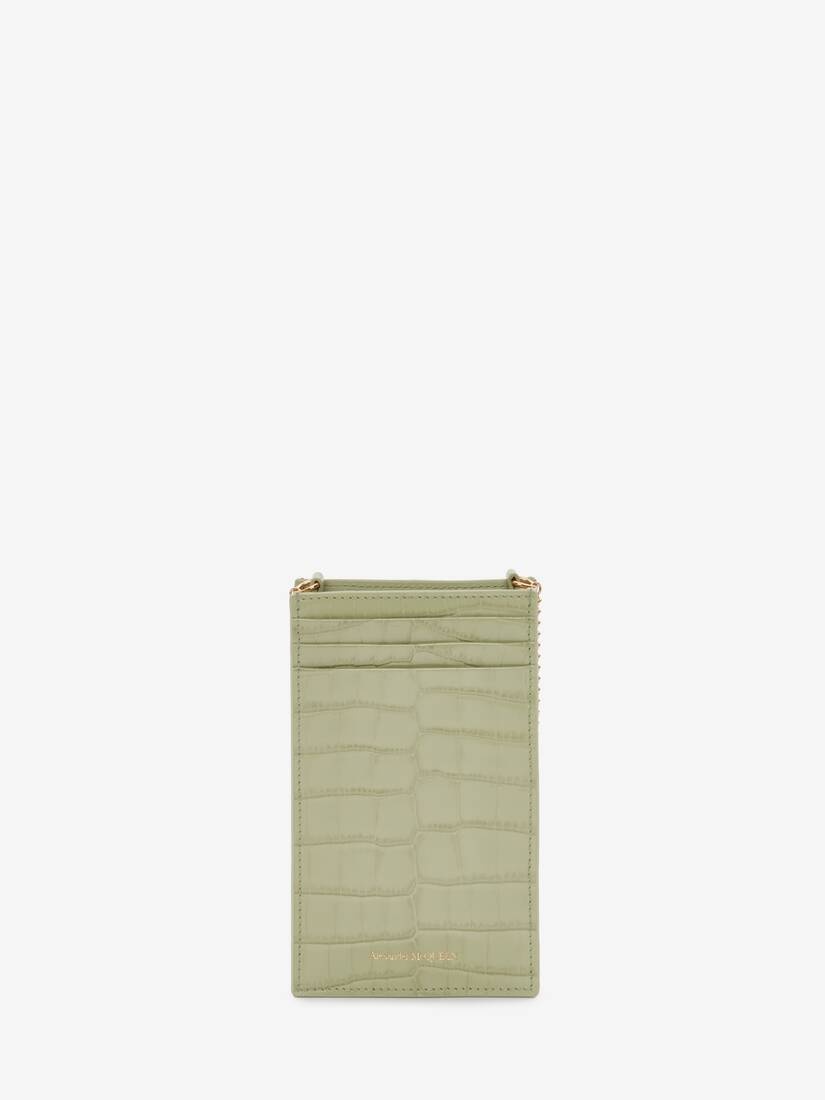 Skull Phone Case With Chain in Sage - 3