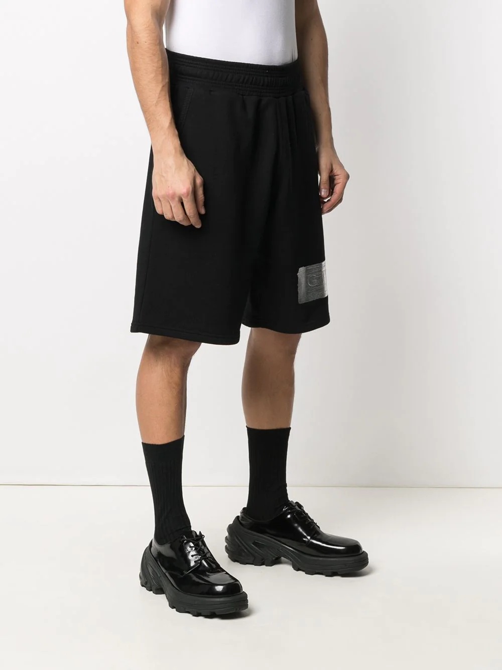 metallic logo print track shorts - 3