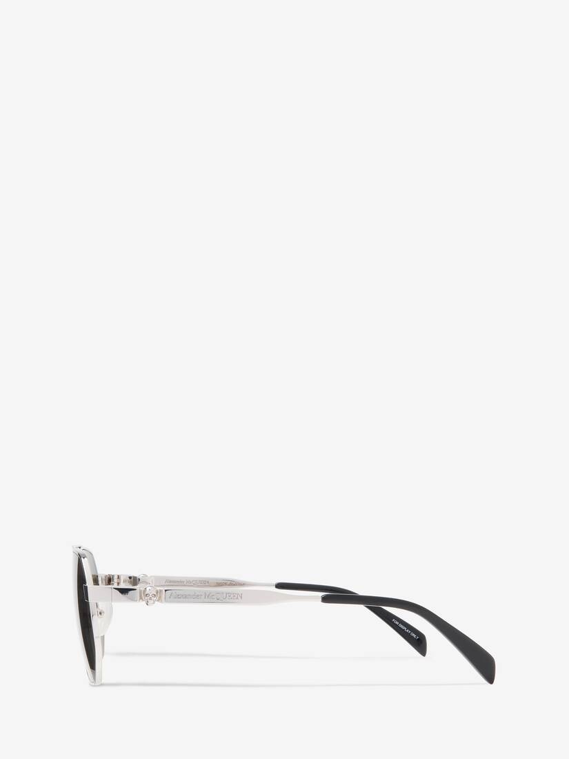 Men's Floating Skull Metal Caravan Sunglasses in Silver - 4