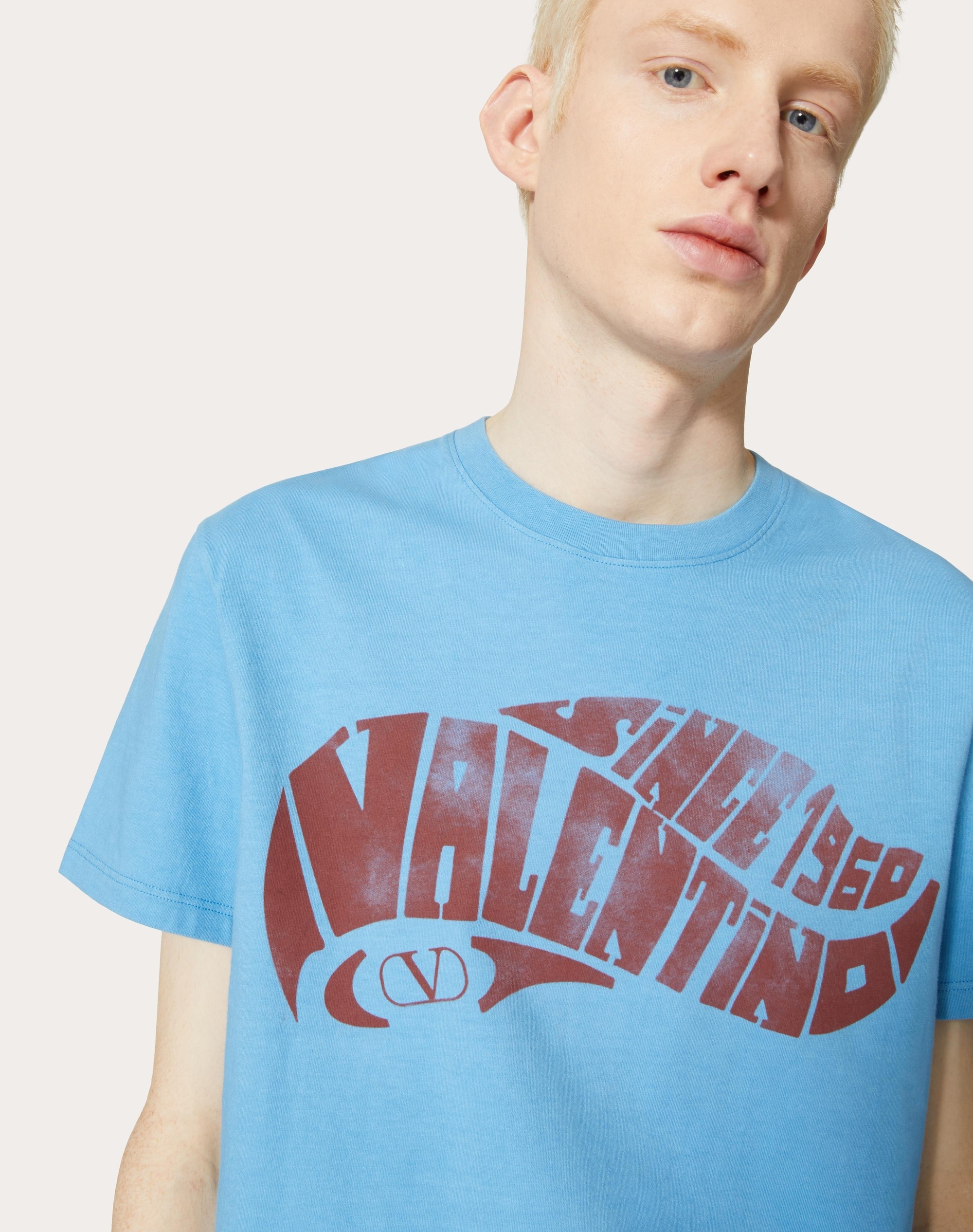 Valentino COTTON T-SHIRT WITH VALENTINO SURF PRINT | REVERSIBLE