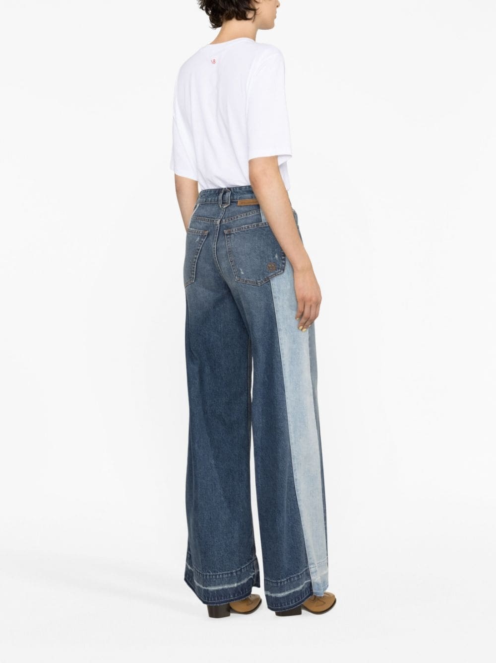Double-tone wide-leg jeans - 4
