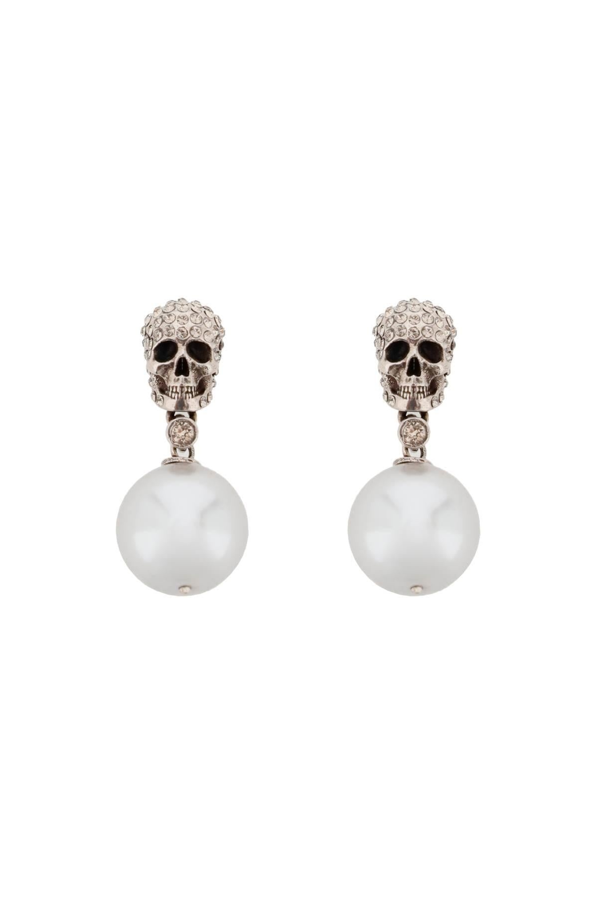 PEARL SKULL EARRINGS WITH CRYSTAL PAVÉ - 1