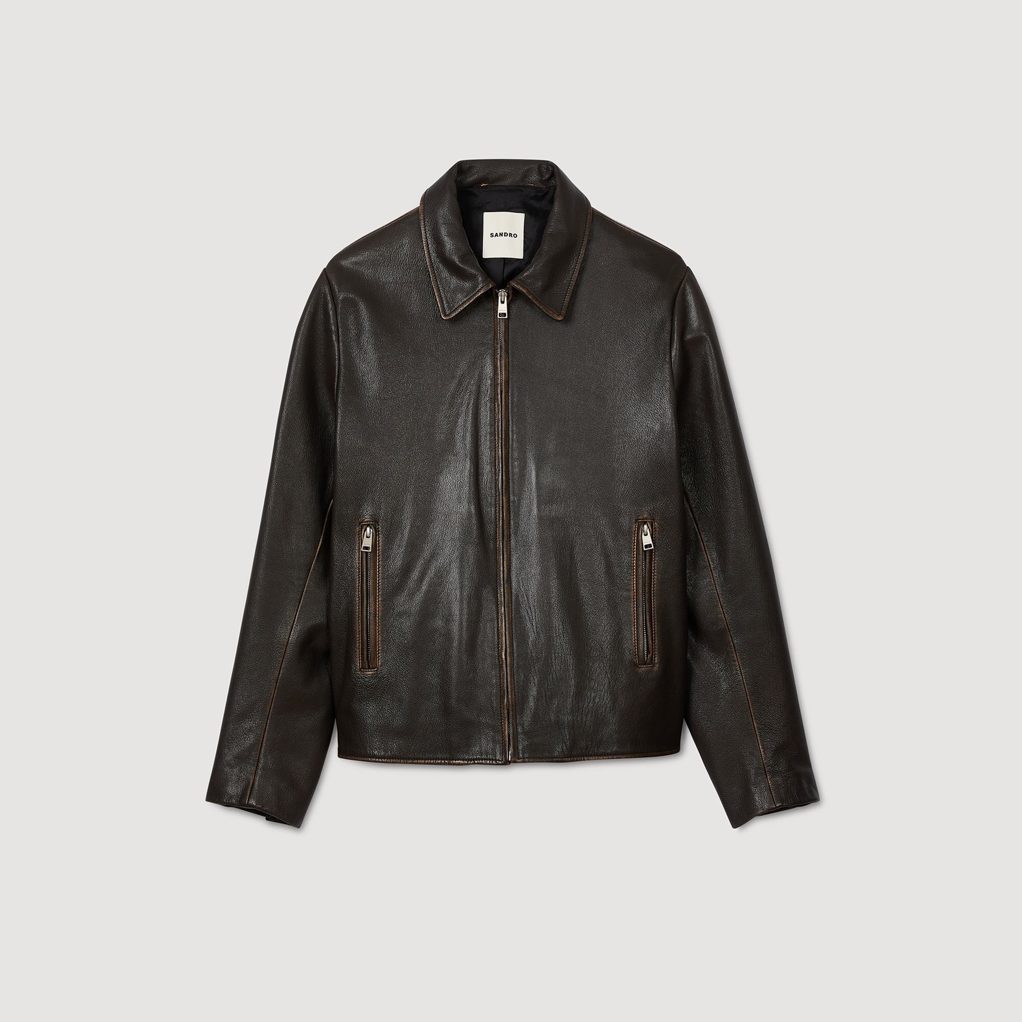DISTRESSED-LOOK LEATHER JACKET - 6