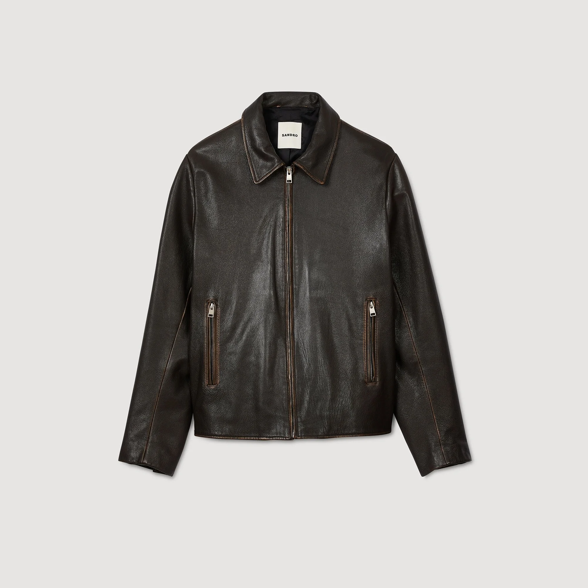 DISTRESSED-LOOK LEATHER JACKET - 1