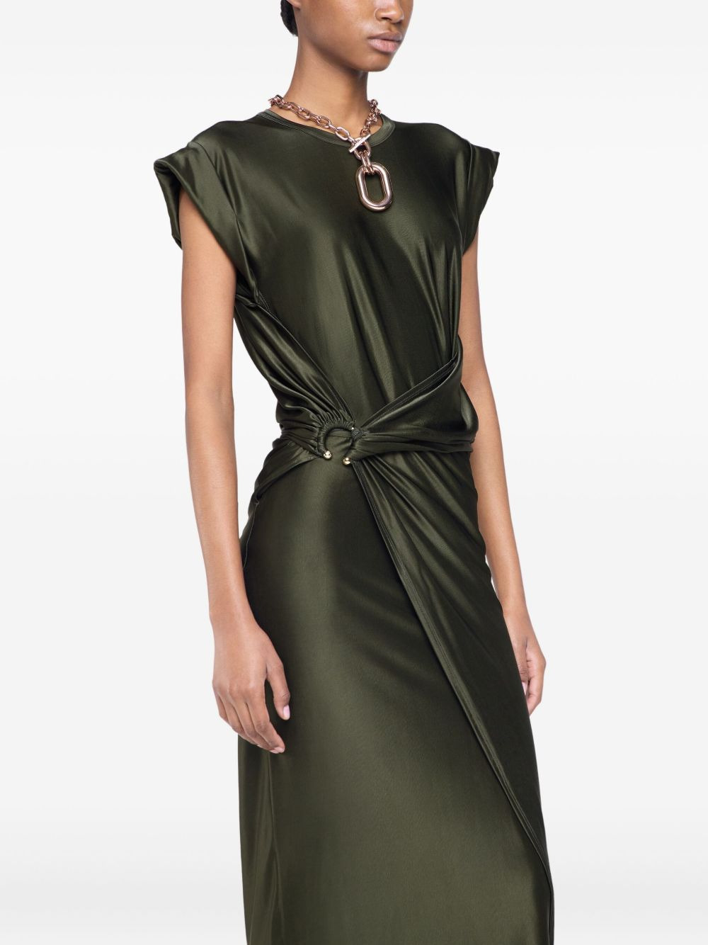 draped satin midi dress - 5