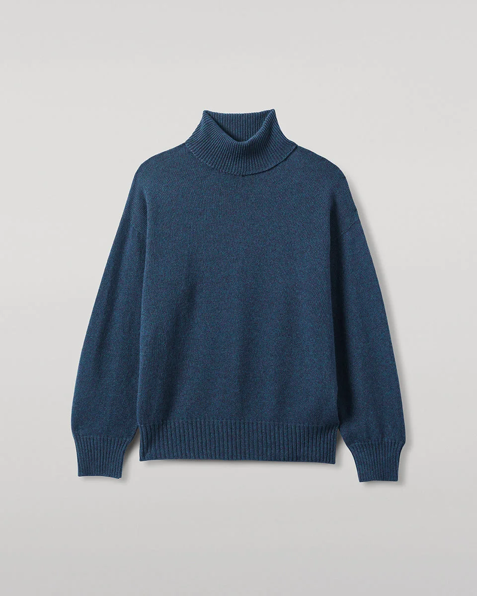 Gauzy Cashmere Navy Roll Neck Jumper - 1