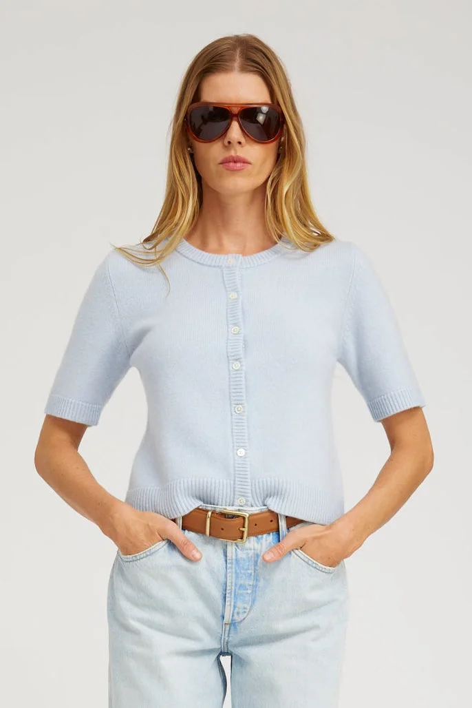 CASHMERE SHORT SLEEVE RAGLAN SWEATER - 1