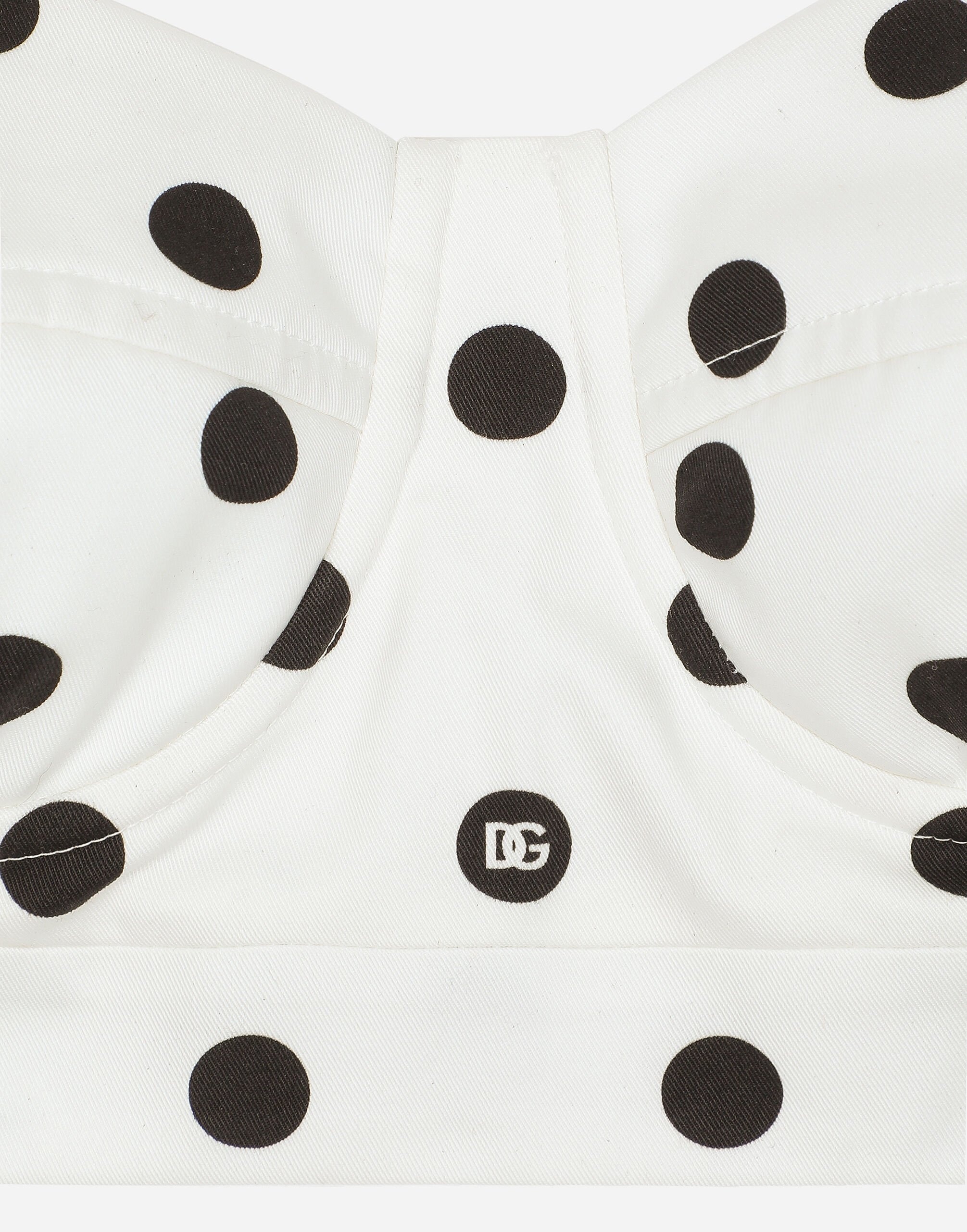 Cotton corset top with polka-dot print - 4