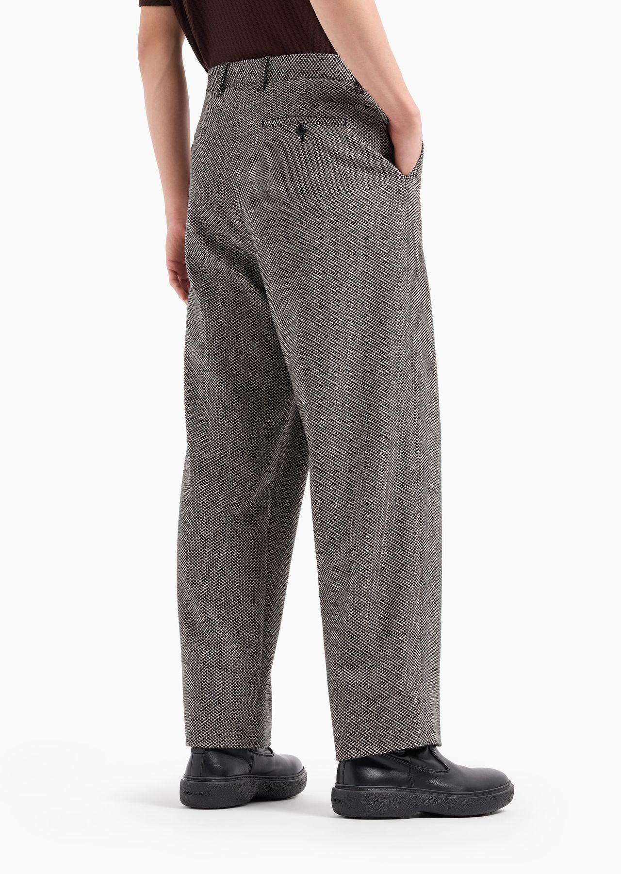 Virgin wool and cashmere jacquard flat-front trousers - 3