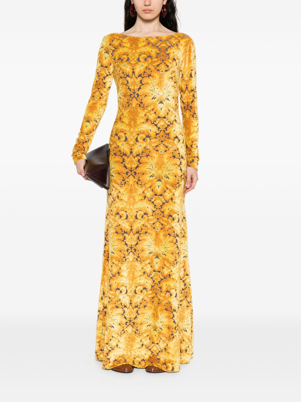 baroque-print maxi dress - 2