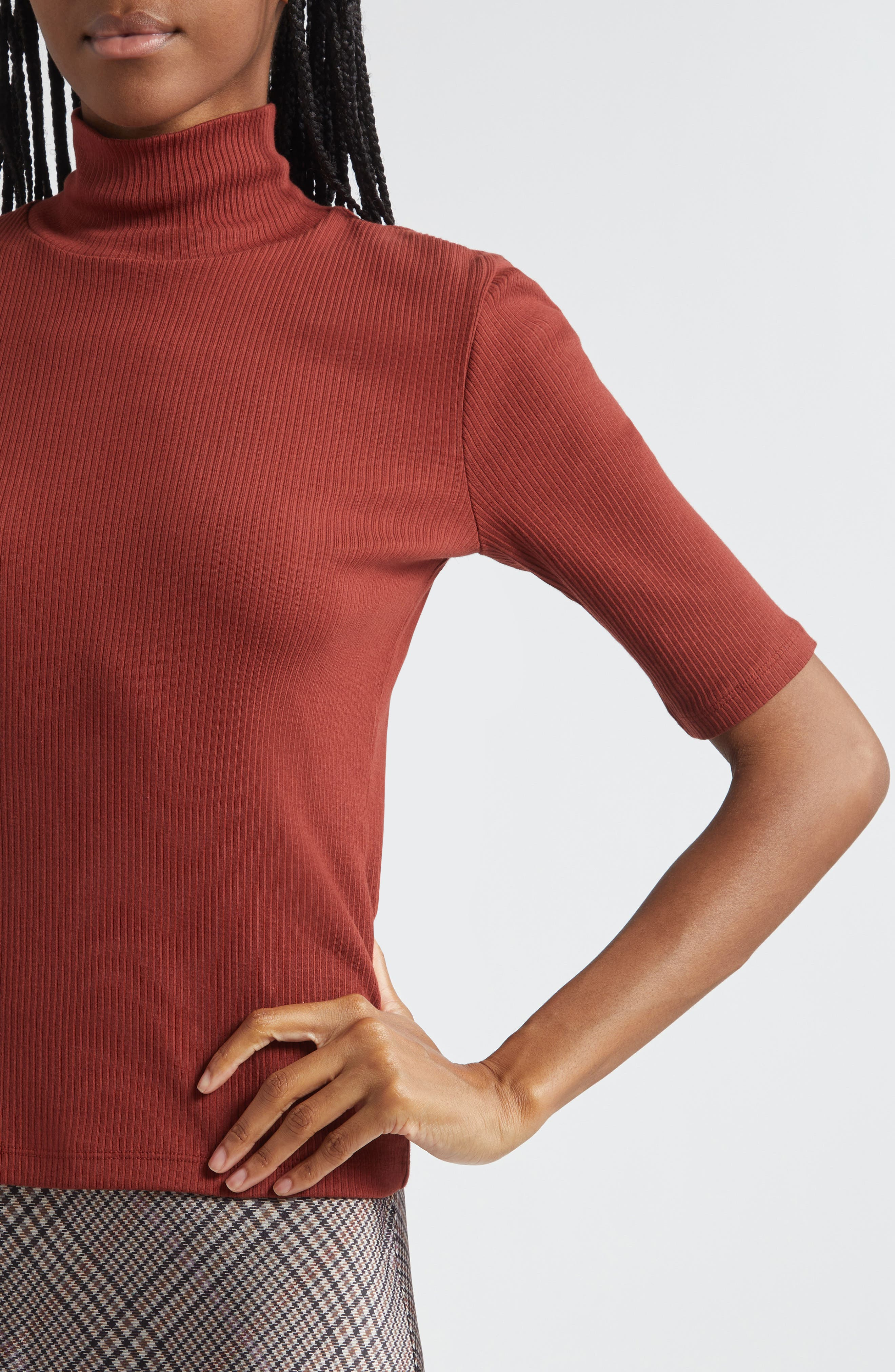 Vince Rib Knit Turtleneck Top in Siena at Nordstrom - 5
