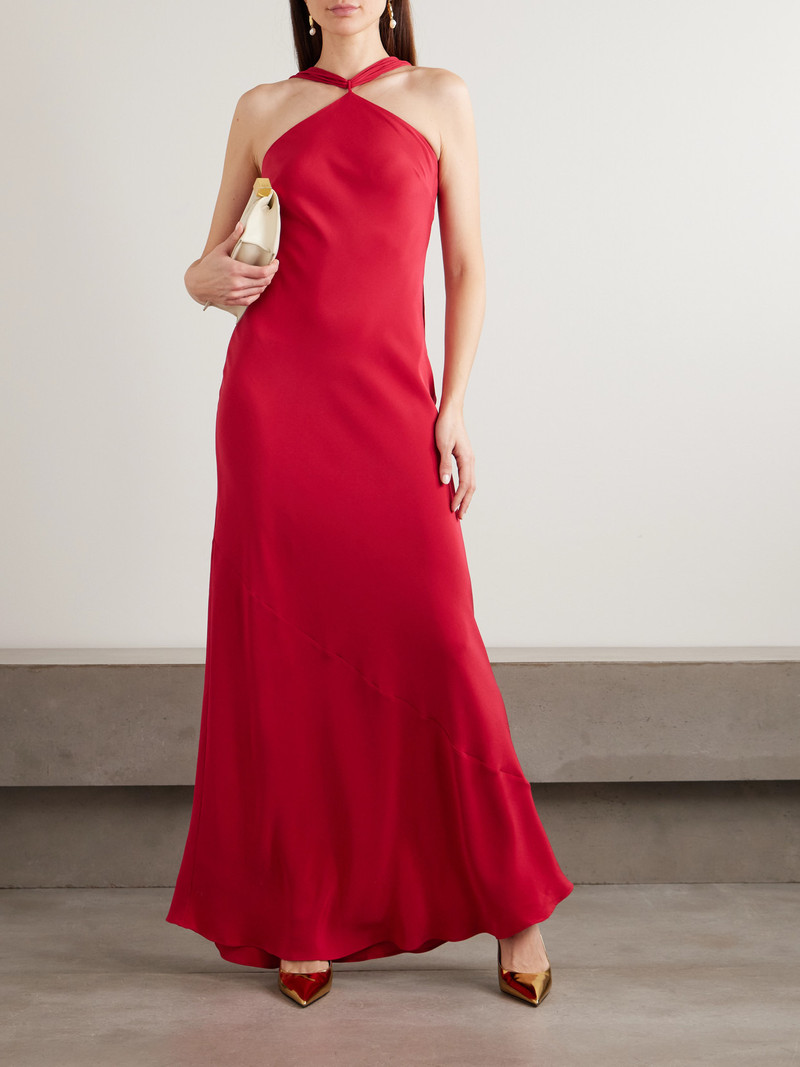 Cult Gaia Pheobe Fringed Silk-chiffon Halterneck Maxi Dress outlook