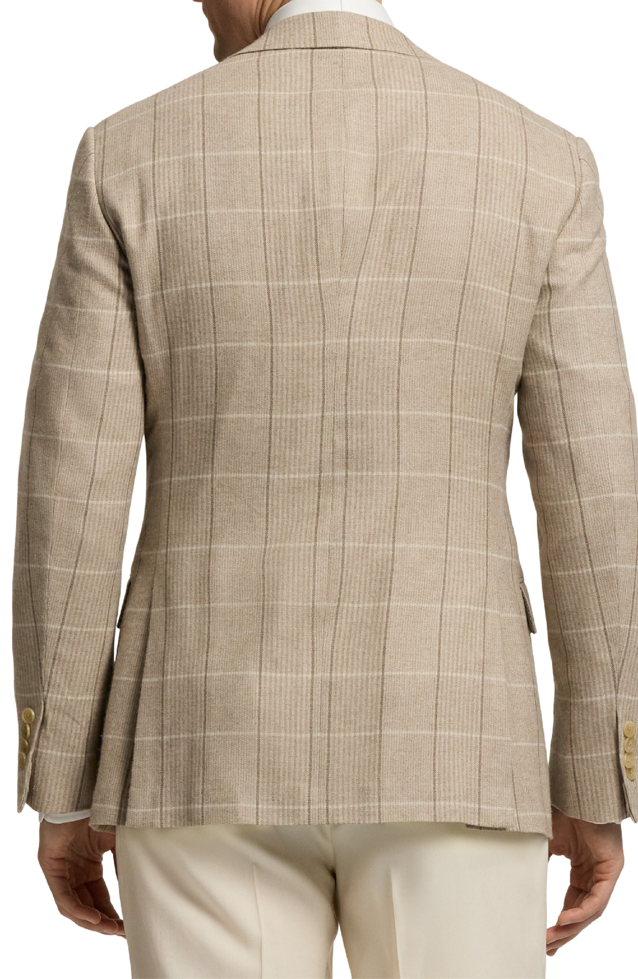 Ralph Lauren Purple Label Russel Plaid Wool, Silk & Cashmere Sport Coat in Summer Sand/Truffle at No - 2