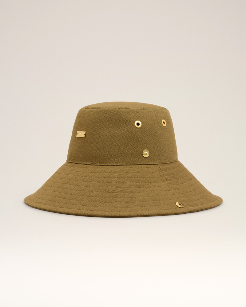 KHAKI COTTON AMI DE COEUR PLATE HAT 1