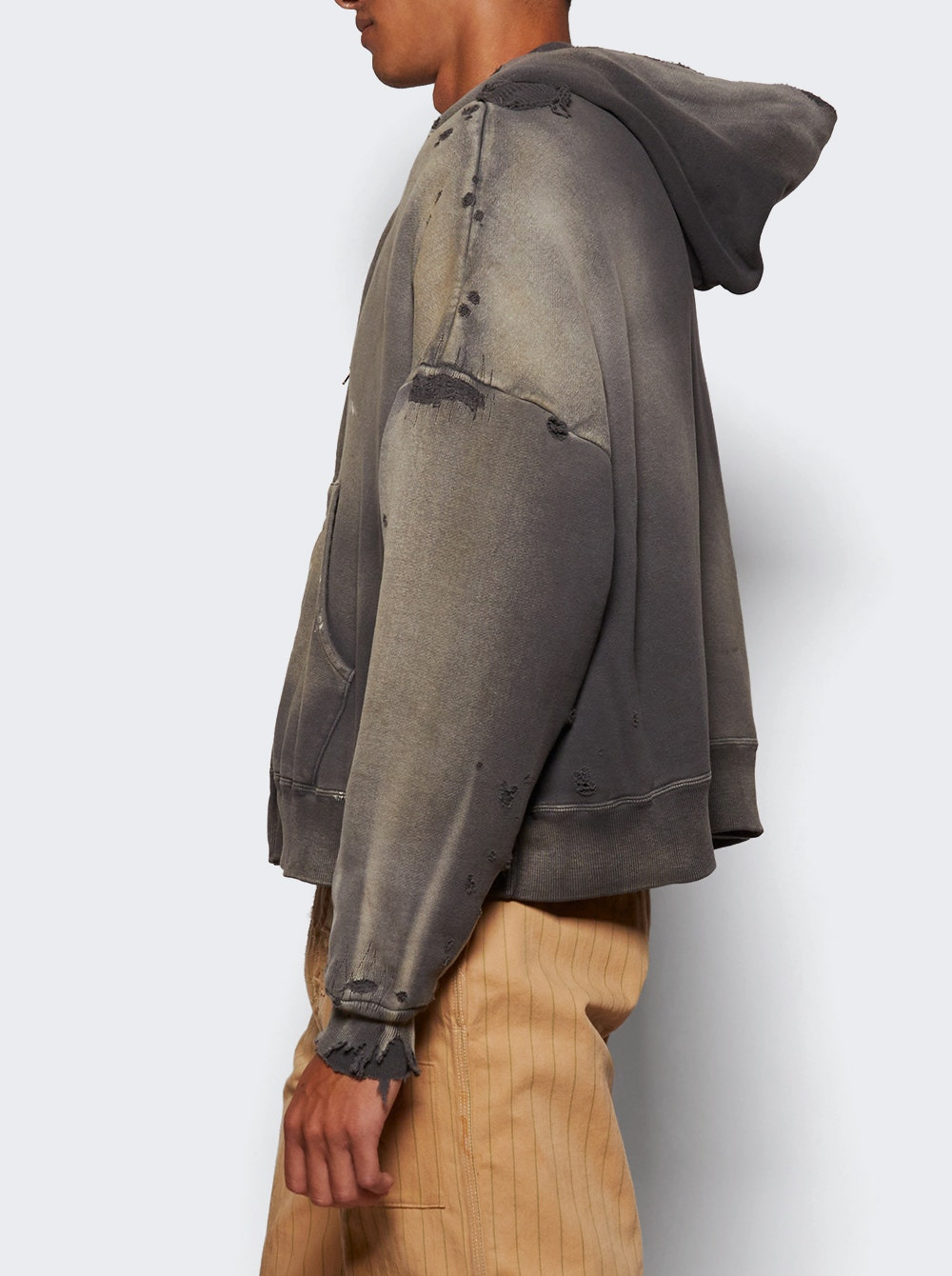 Double Face Zip Up Hoodie Black - 3