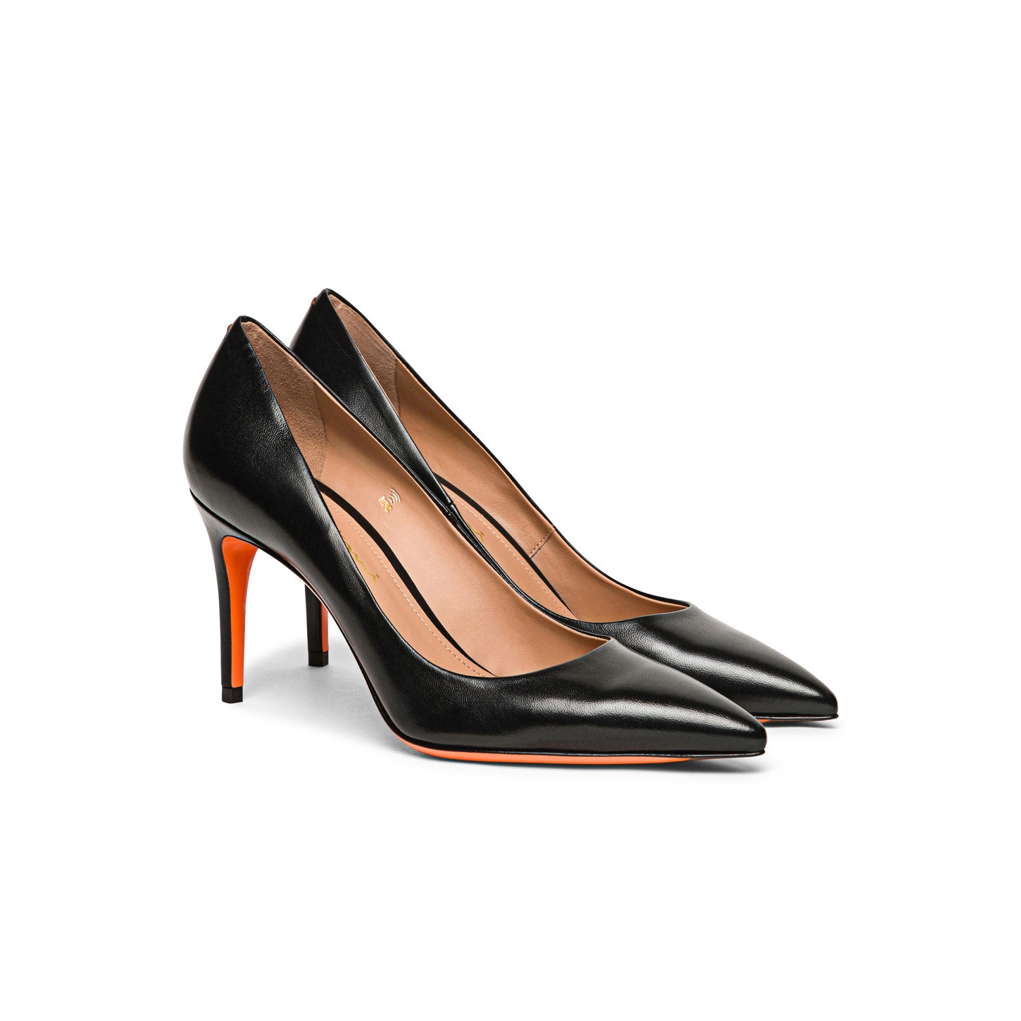 Women's black leather high-heel pump - 2