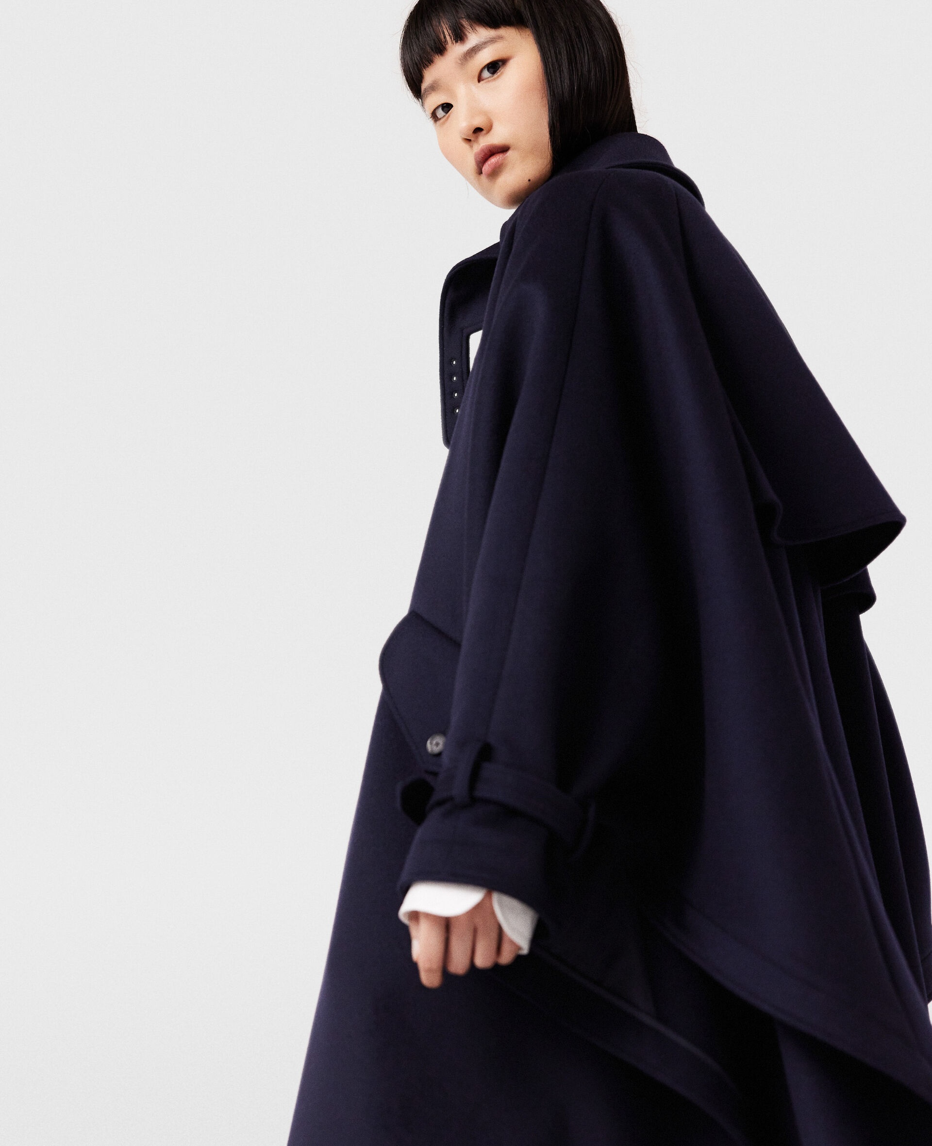 High-Neck A-Line Trench Coat - 2