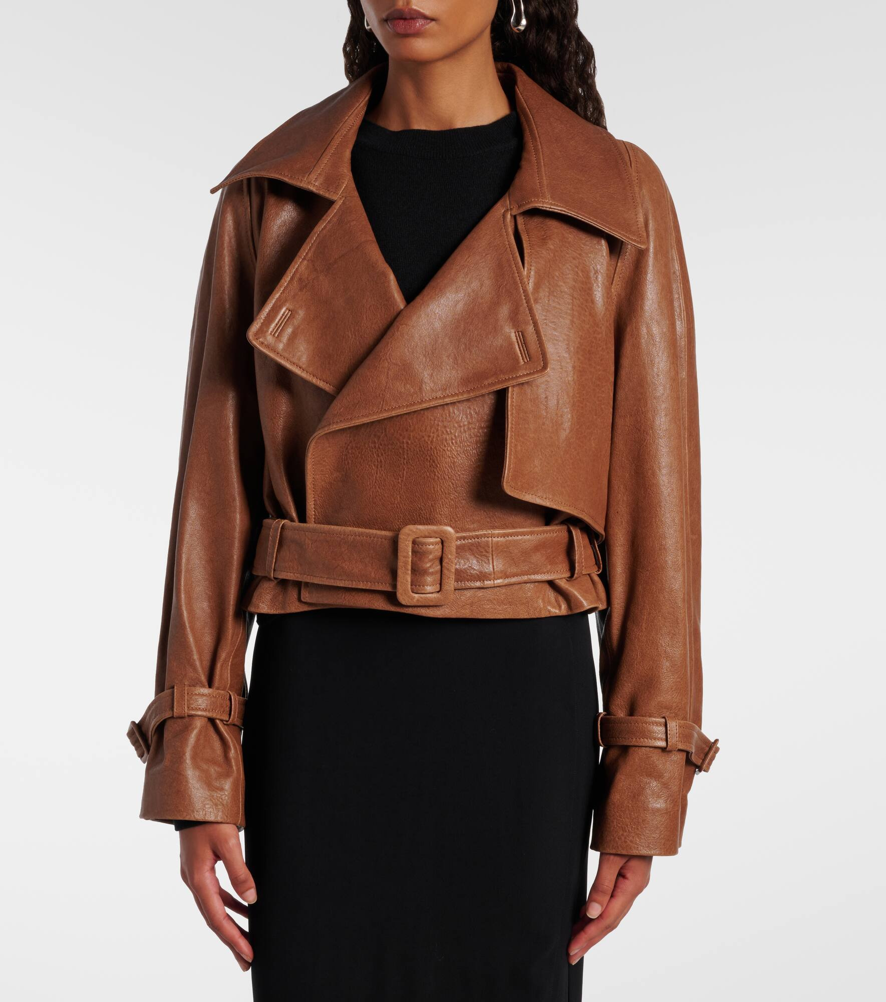 Hatti cropped leather biker jacket - 6