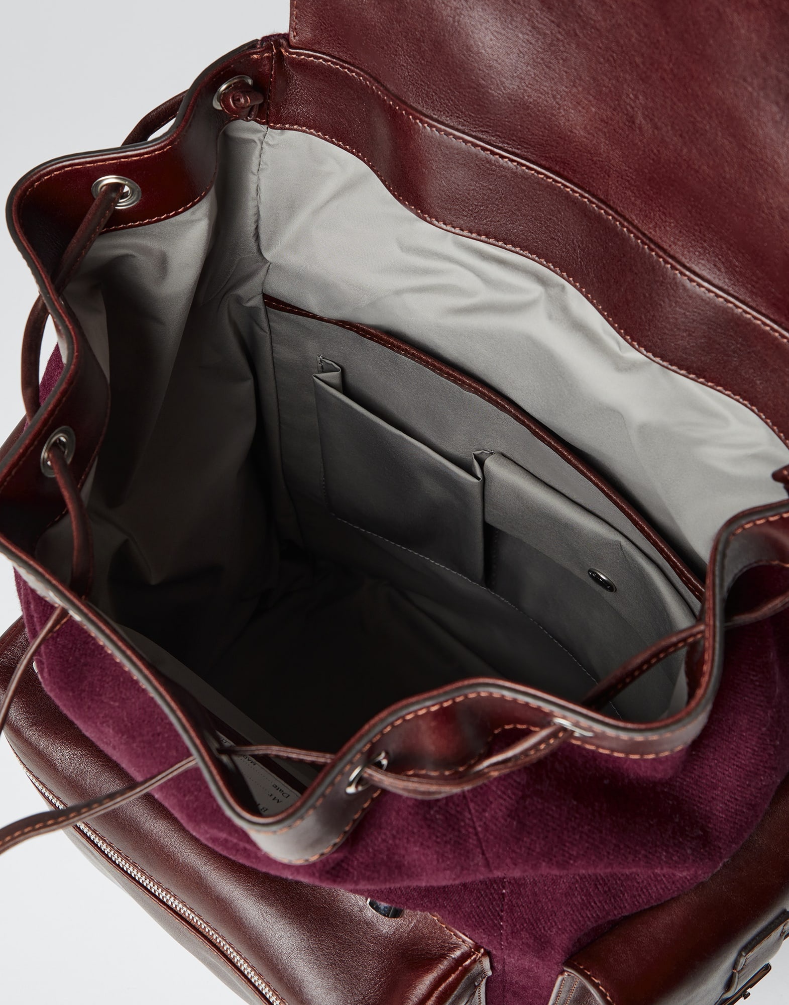 Burnished calfskin and techno flannel city backpack - 5