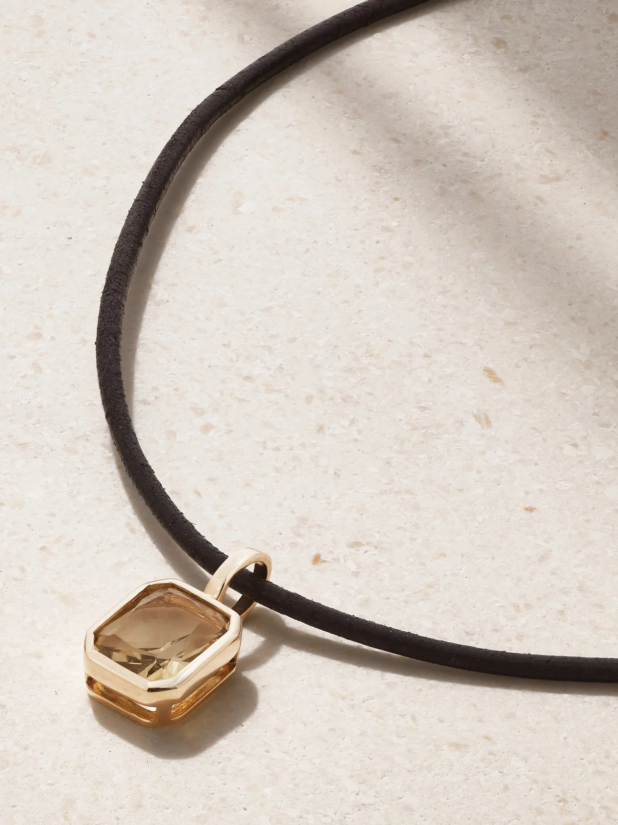 Orbit Prism 14-karat Recycled Gold, Leather And Quartz Necklace - 1