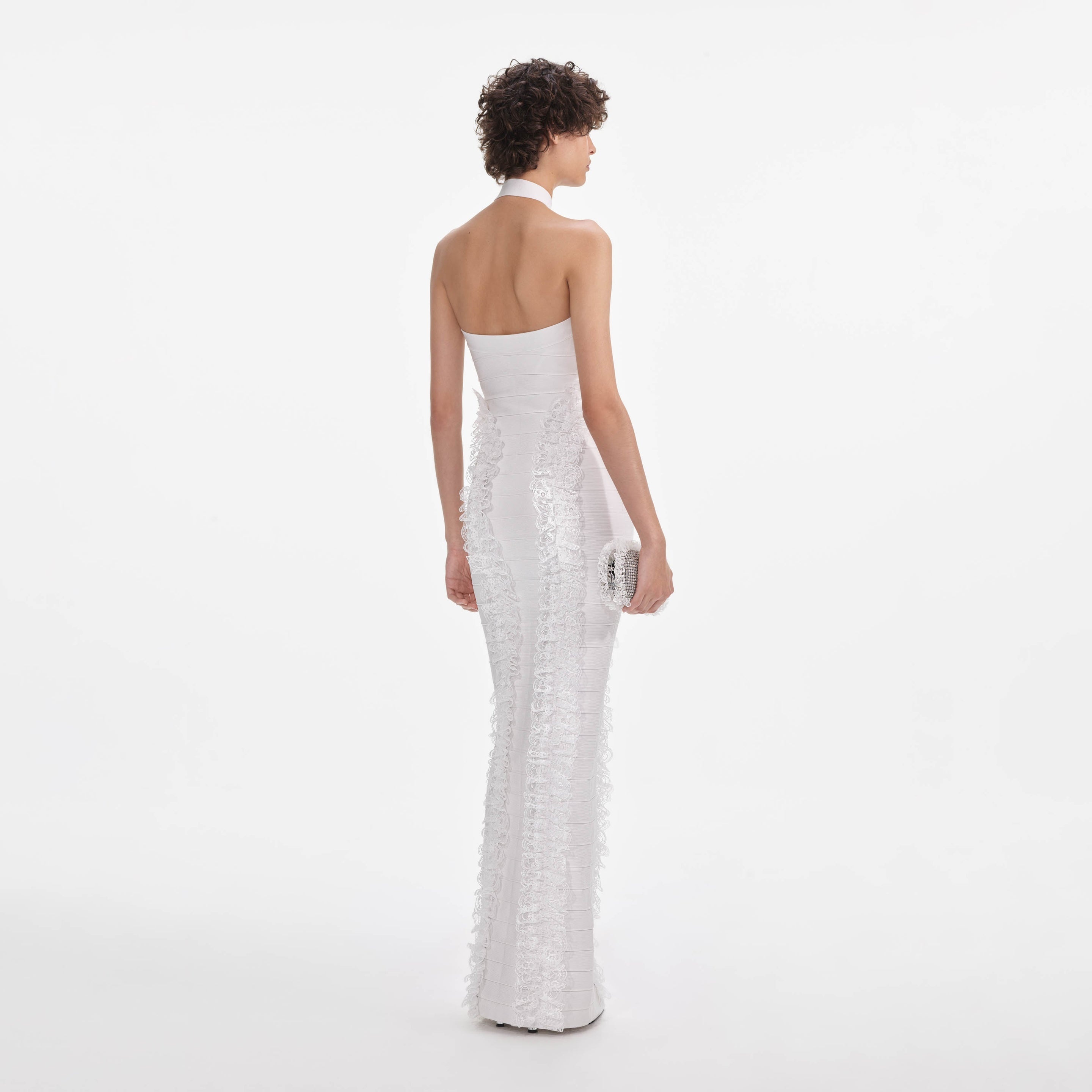 White Knit Zip Ruffle Maxi Dress - 3