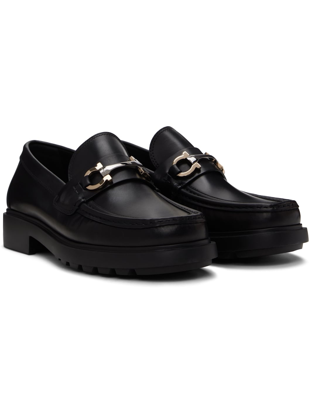Black Gancini Ornament Loafers - 4