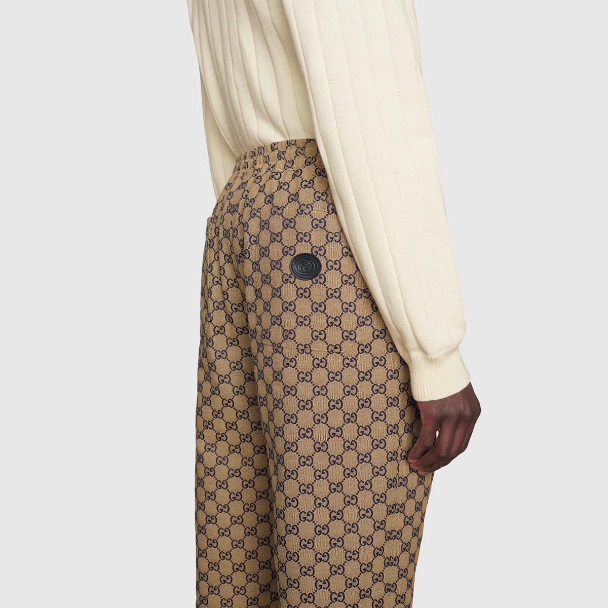 GG canvas pant with leather Interlocking G - 5