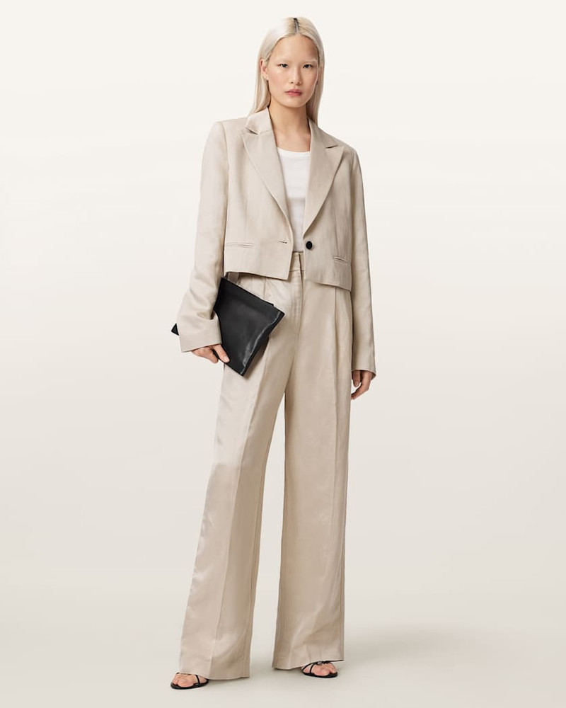 ALLSAINTS HELENA TAILORED WIDE LEG LINEN BLEND PANTS outlook