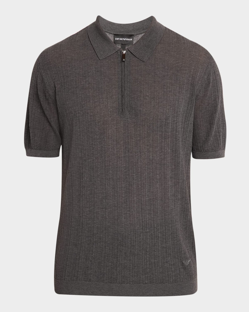Men's Textured Short-Sleeve Zip Polo Sweater 1