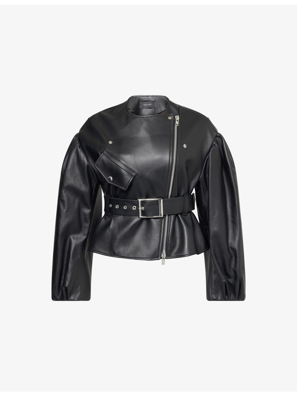 Sculpted Cropped Leather Jacket - 1