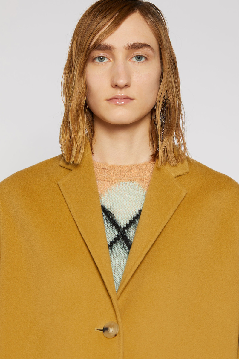 Single-breasted wool coat straw yellow 7