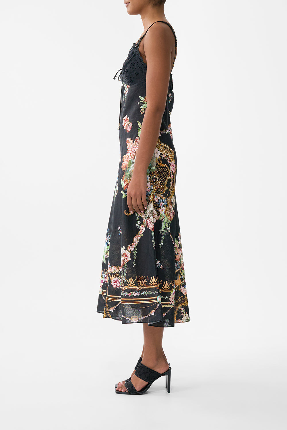 EMBROIDERED BODICE BIAS DRESS - 4