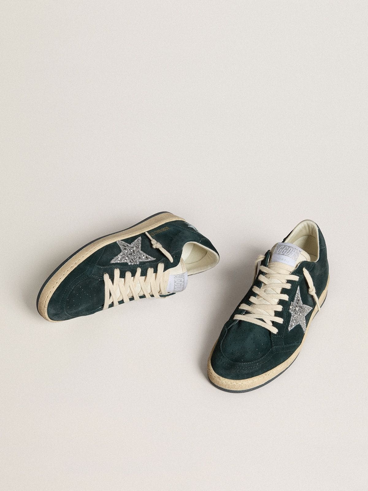 Ball Star in green suede with silver glitter star - 2