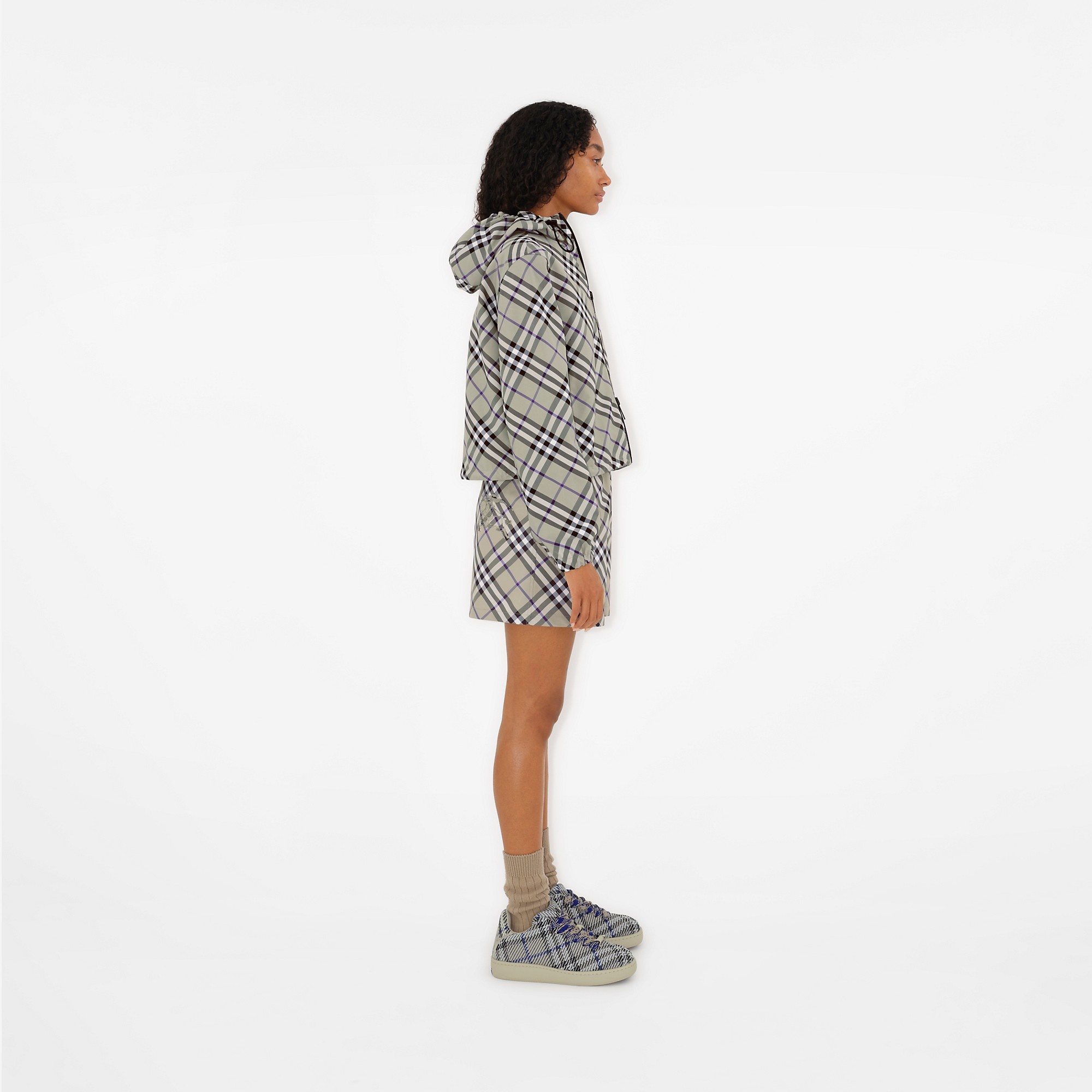 Cropped Reversible Check Jacket - 3