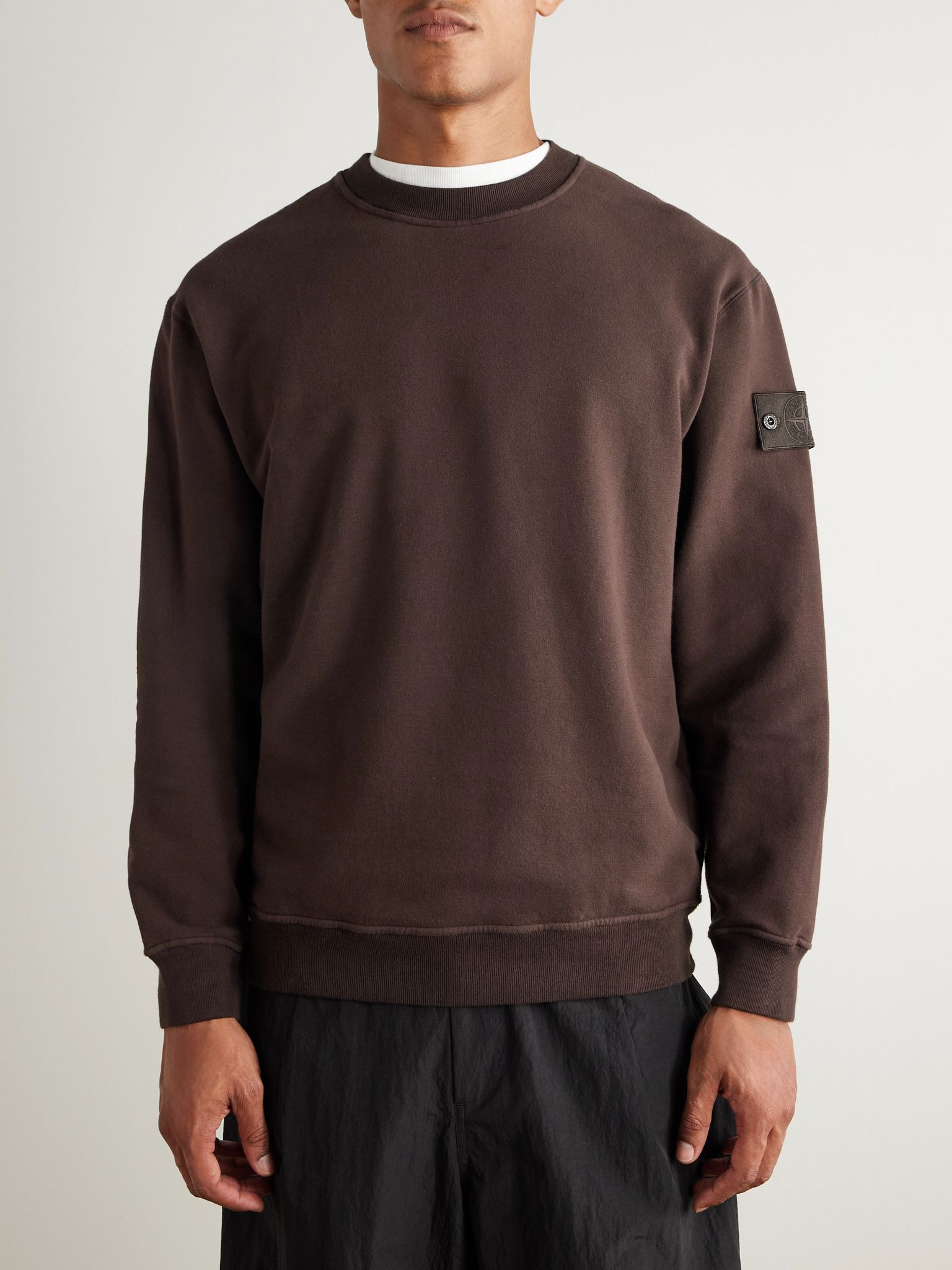 Ghost Logo-Appliquéd Organic Cotton-Jersey Sweatshirt Brown - 3