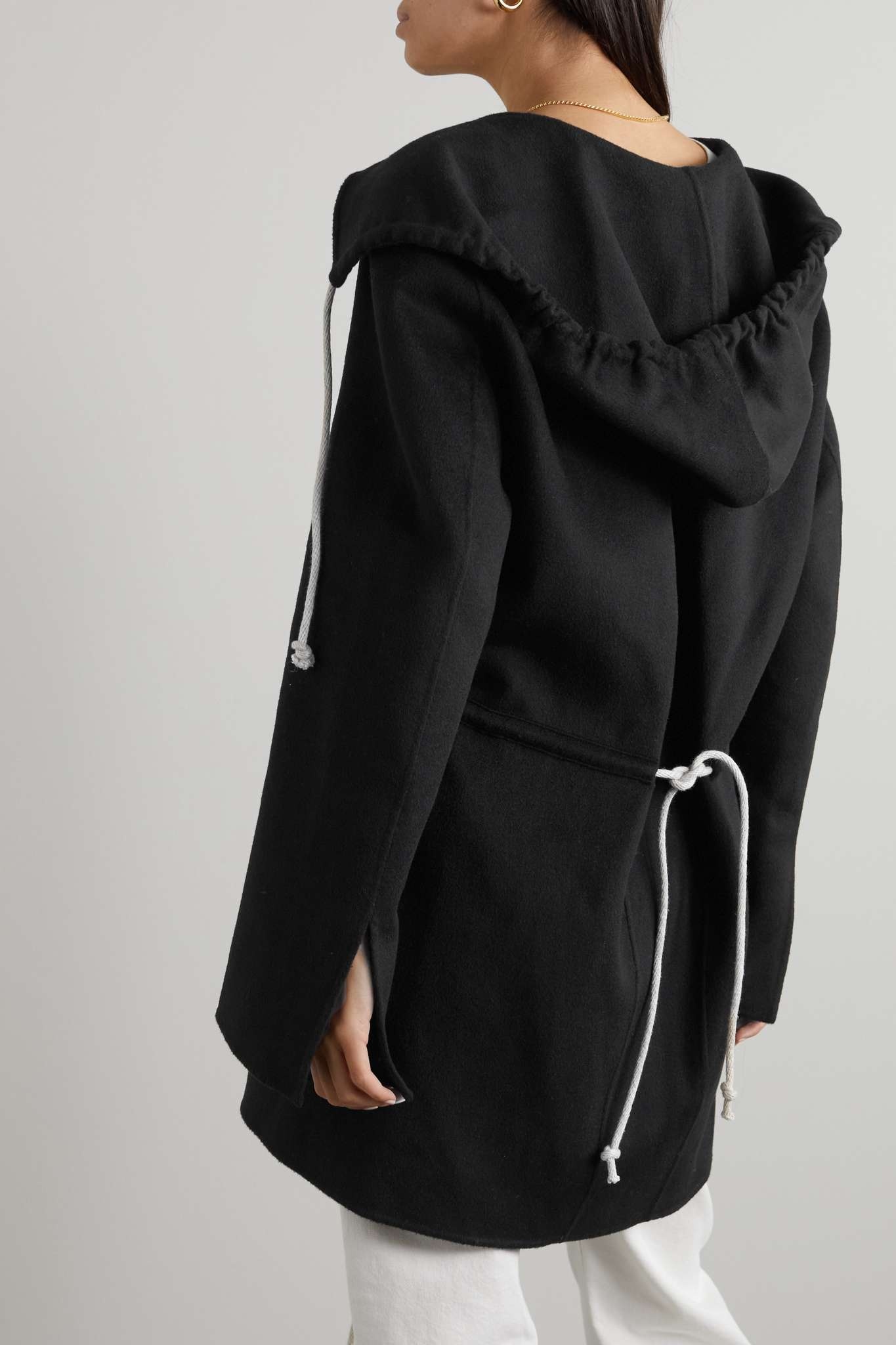 Hooded draped wool jacket - 4