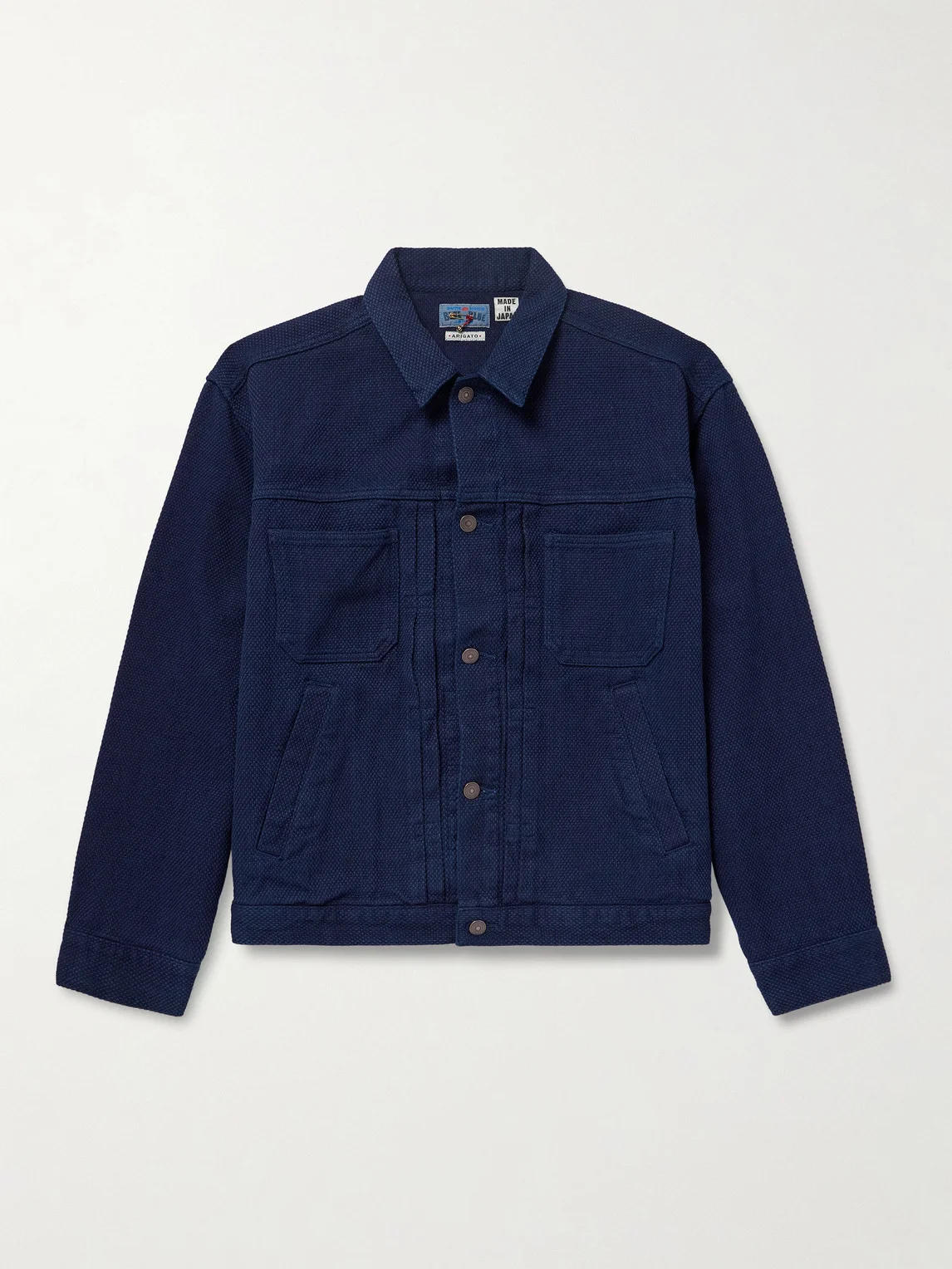 Indigo-Dyed Sashiko Cotton Trucker Jacket - 1