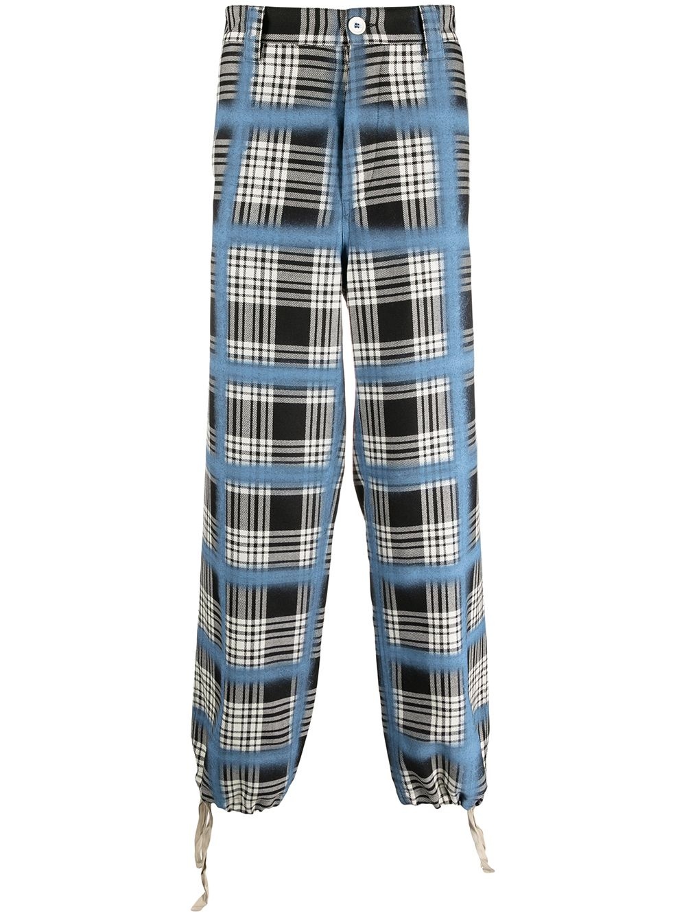 plaid straight-leg trousers - 1