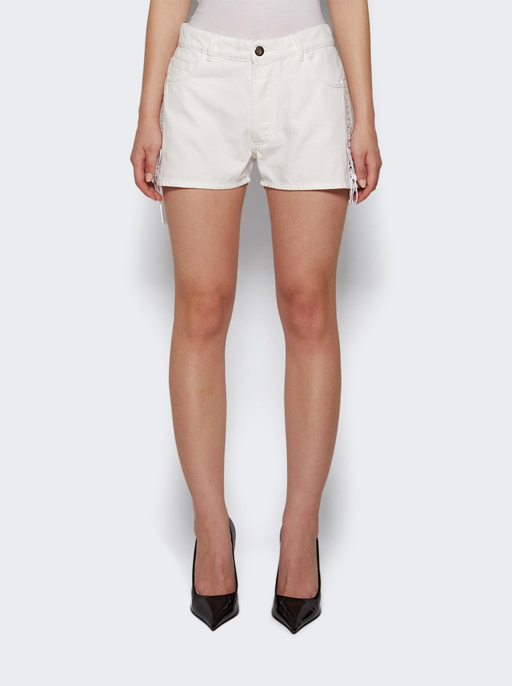 Double Laced Up Shorts White Optical - 2