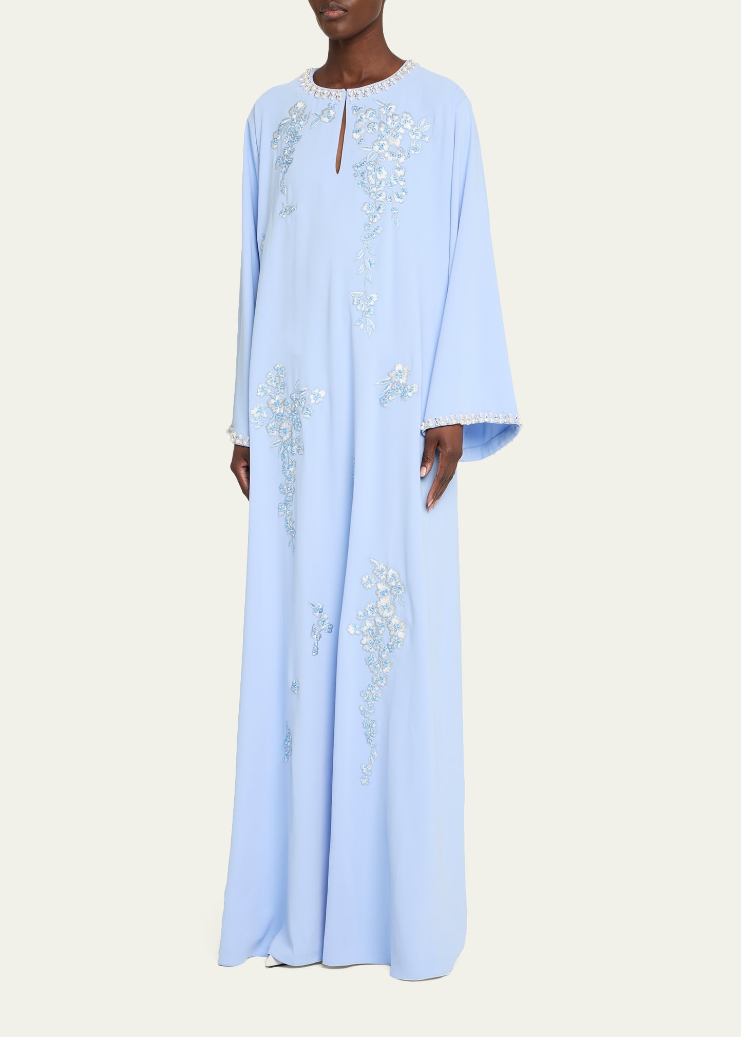 Embroidered Maxi Caftan Dress - 4