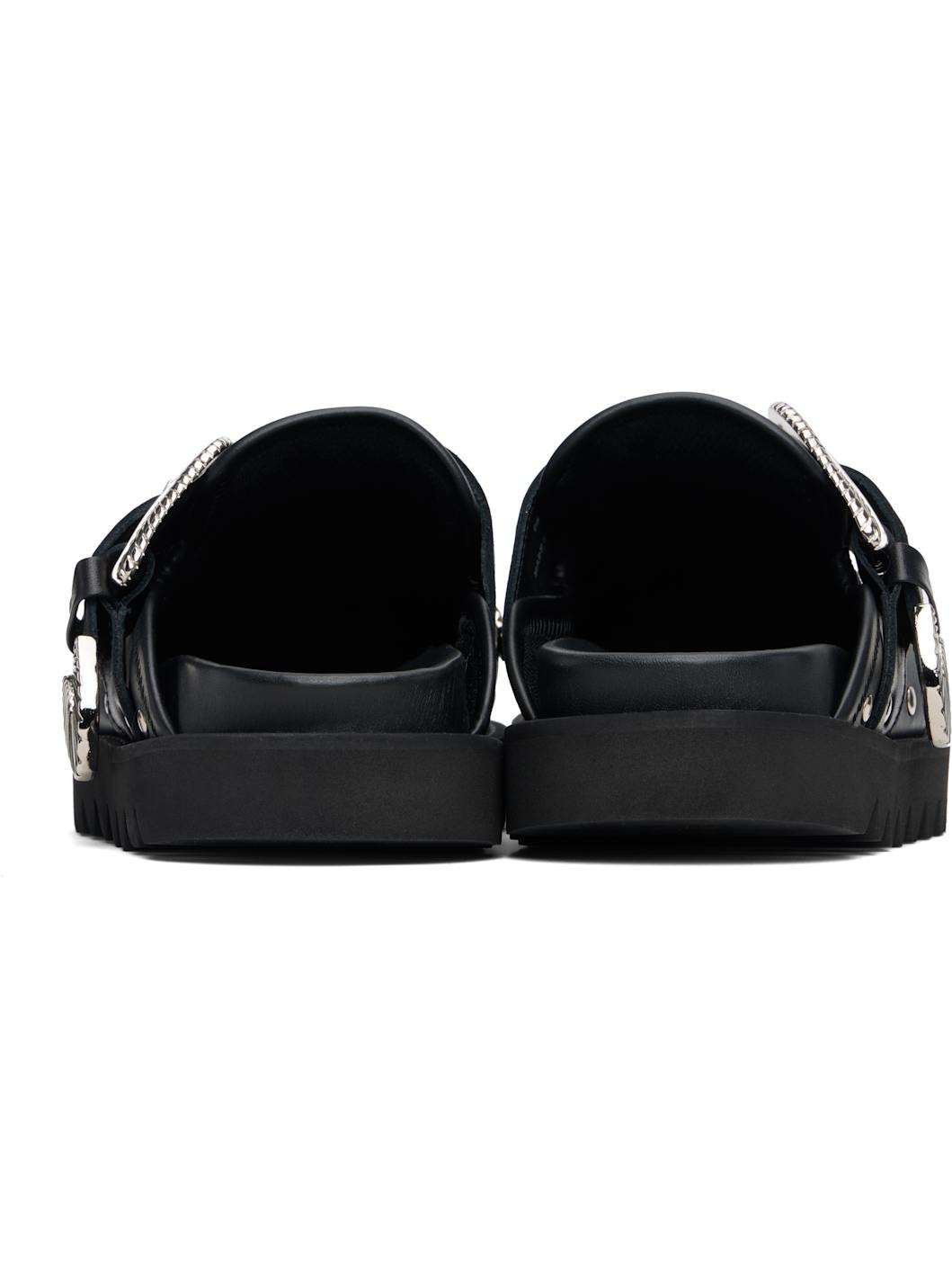 Black Eyelet Metal Sabot Loafers - 2