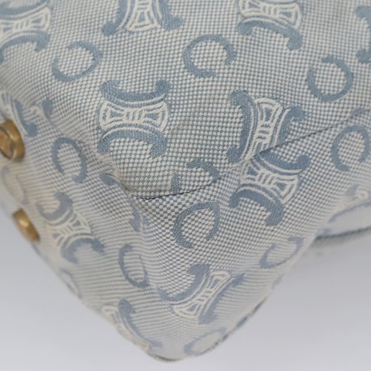 CELINE C Macadam Canvas Tote Bag Light Blue White Gold - 14
