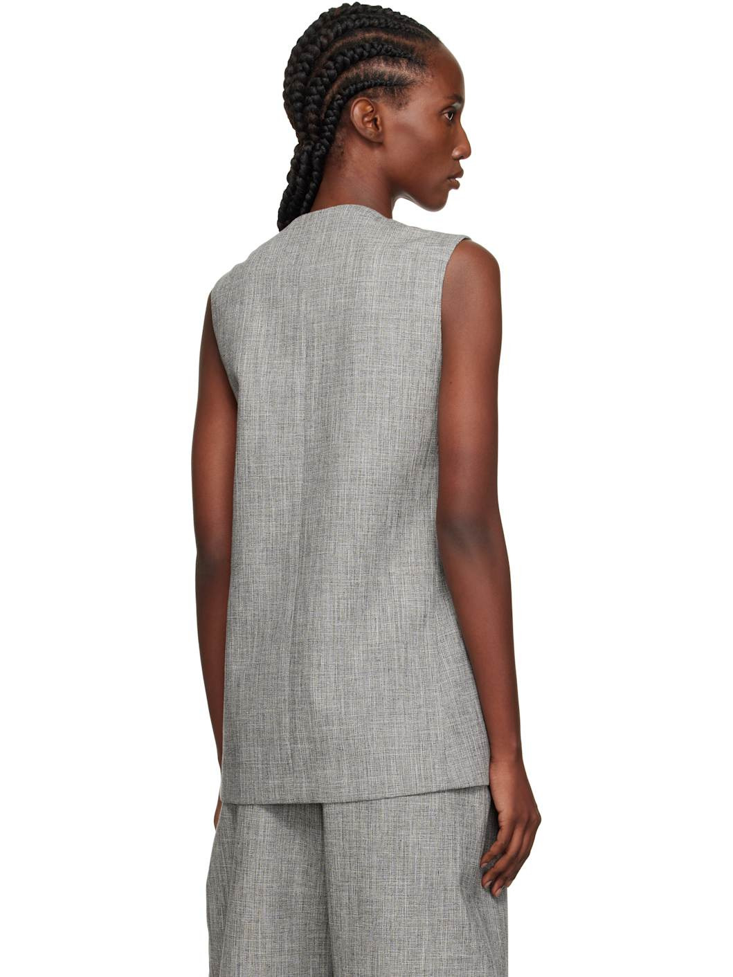 Gray Button Vest - 3