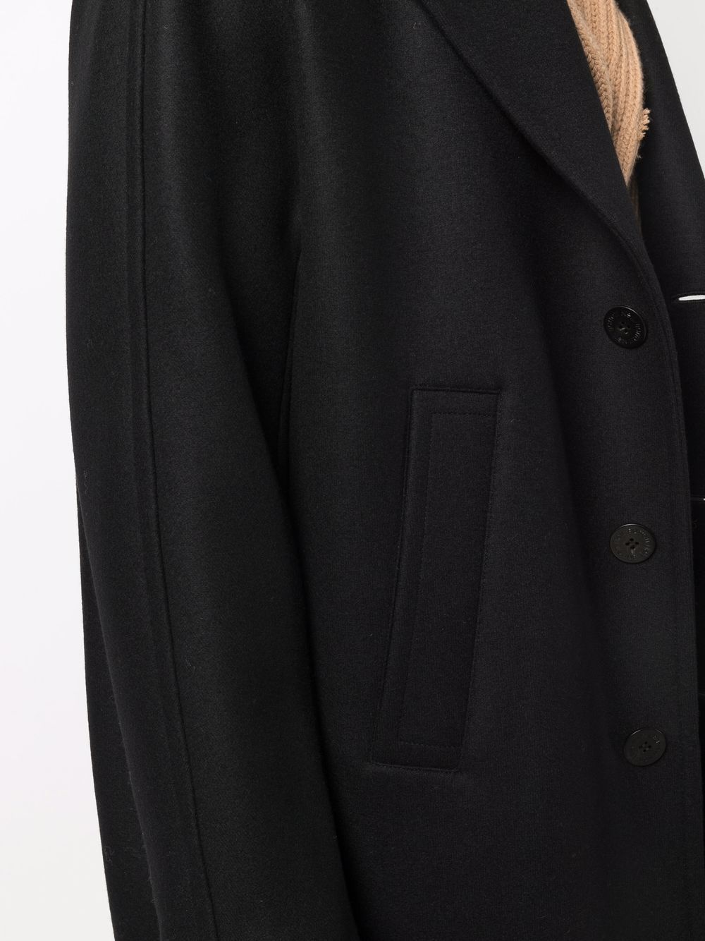 logo-button single-breasted mid-length coat - 5