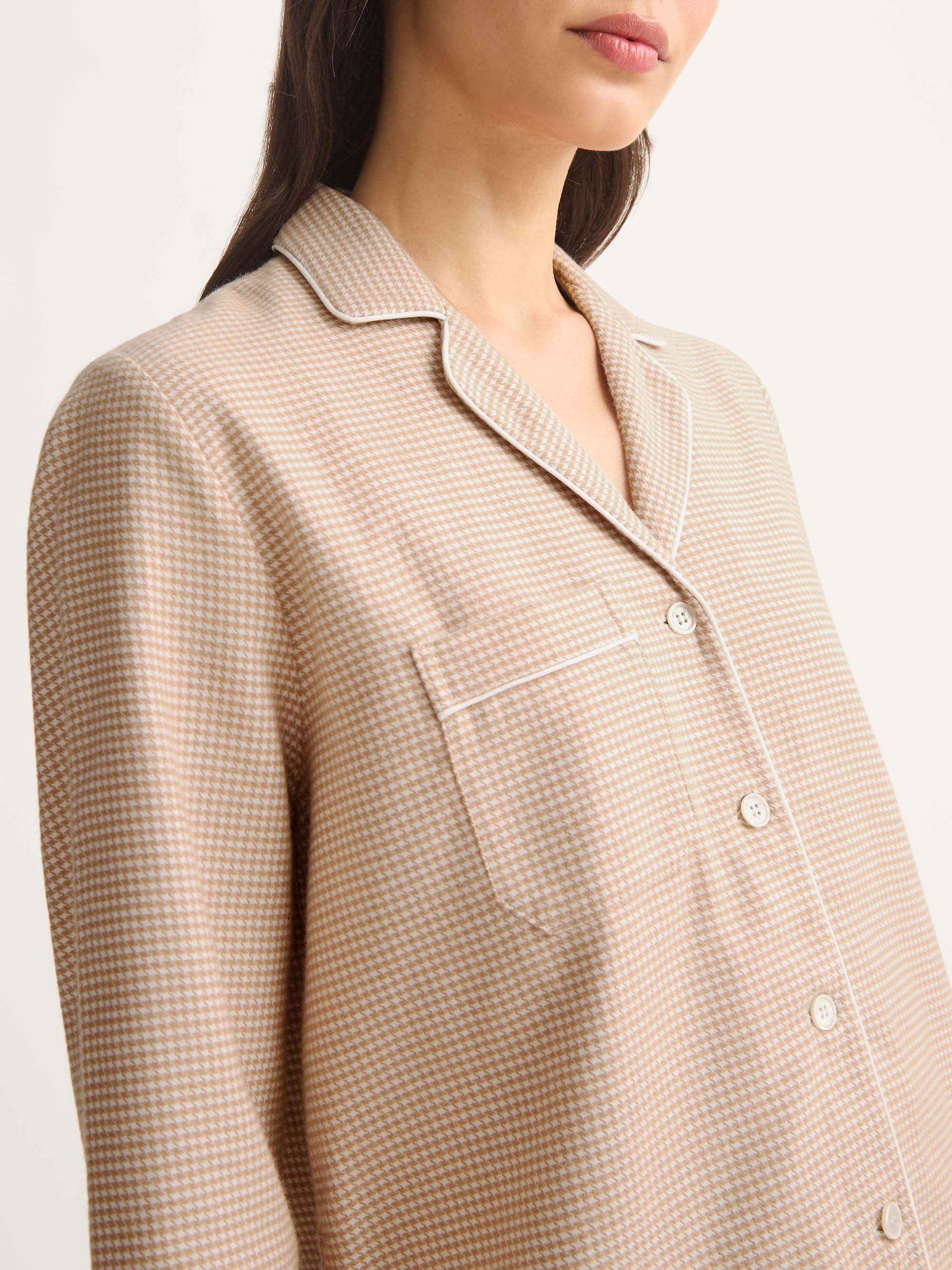 Women's Pajamas Kelburn Brushed Cotton Blush Houndstooth - 6