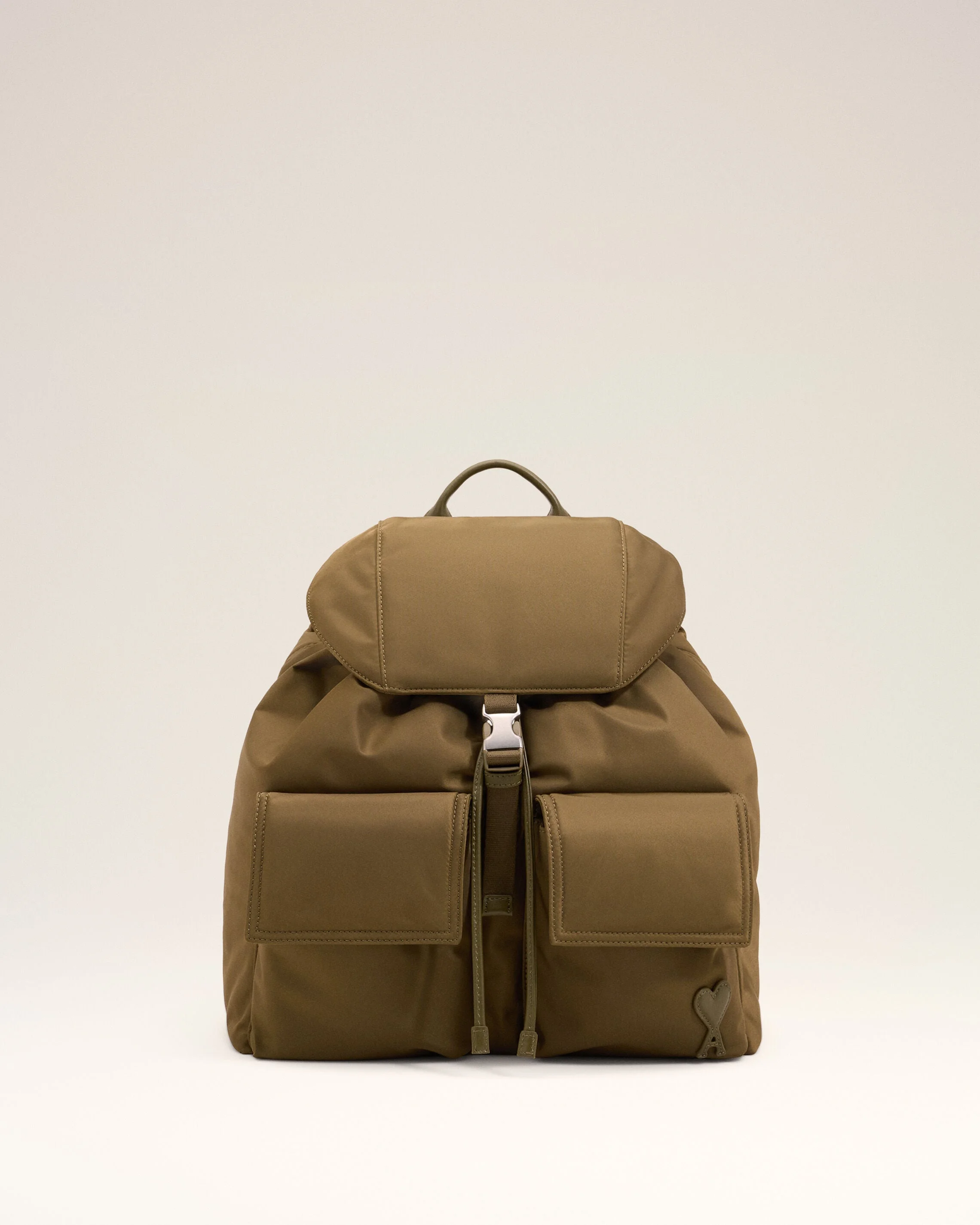 BROWN NYLON MARCEL FLAP BACKPACK - 1